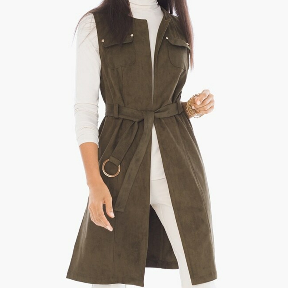 Olive Faux Suede Vest